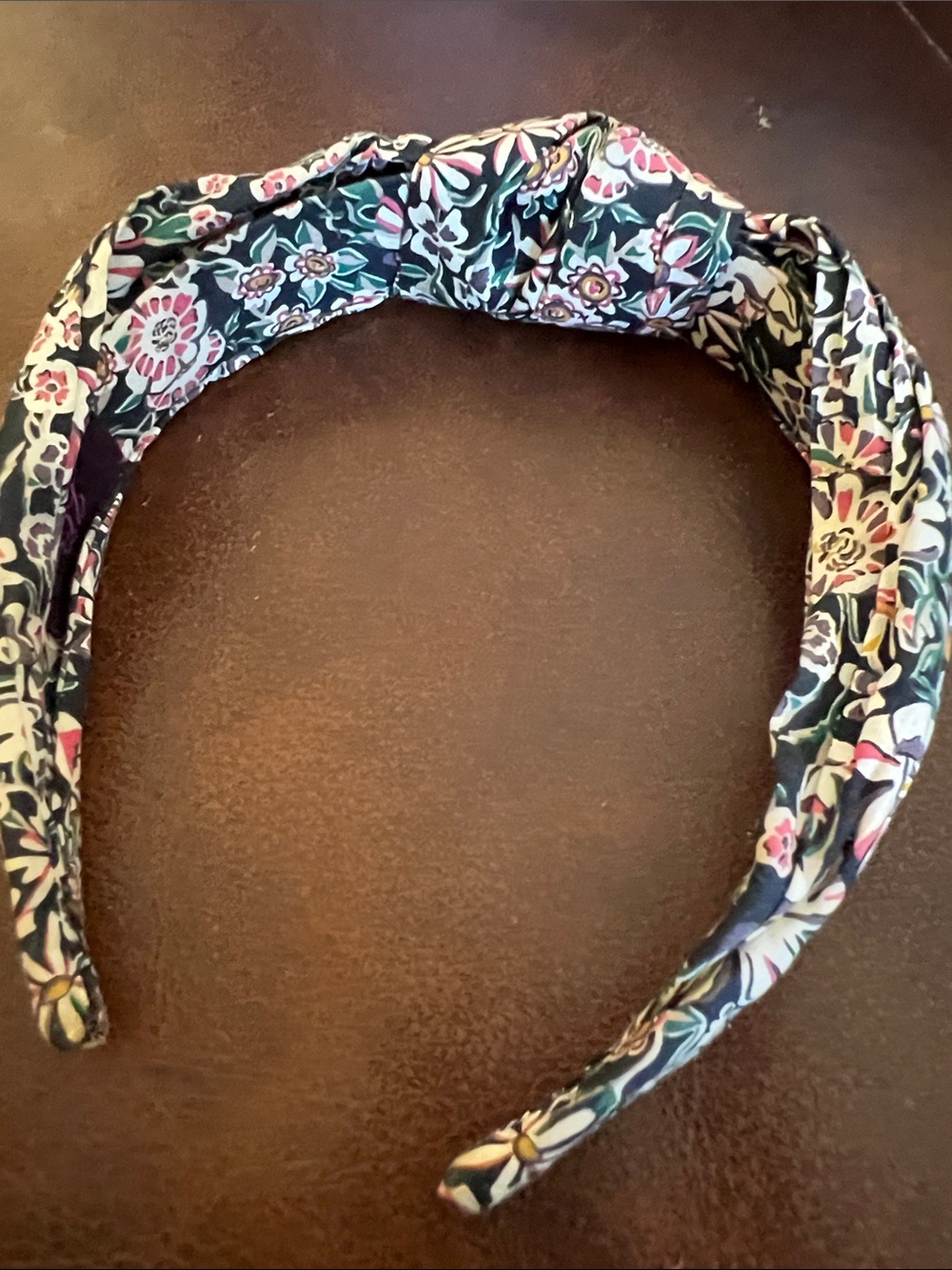 J. Crew Floral Knotted Headband - Black, Pink & Cream